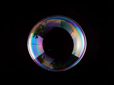 Single bubble against dark background
