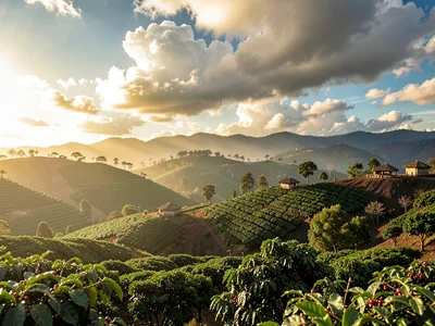 Wide Establishing Shot of Ethiopian Coffee Growing Highland Region