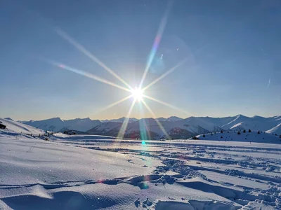 Sun dog pair flanking low winter sun