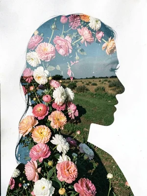 Flowers filling portrait silhouette