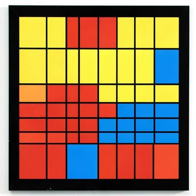 Market canopy grid — yellow, red, and blue rectangles on a black frame