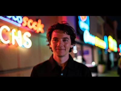 Neon signs blurred creating color