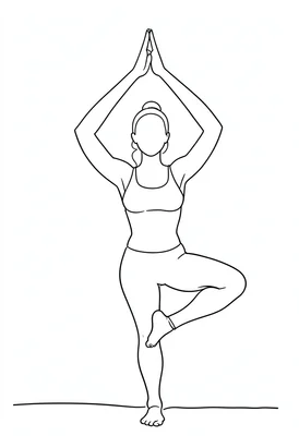 Yoga tree pose continuous line