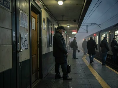 Same commuter at same subway door over 30 mornings, routine revealed as haunting