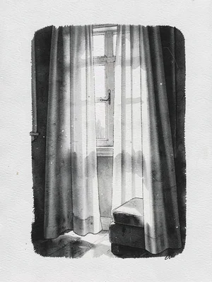 Morning light through curtains