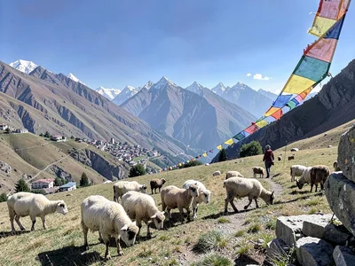 Pashmina goats high pasture
