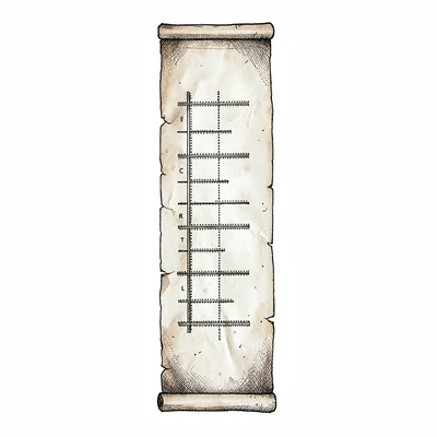 Hand-drawn furlong-marker diagram as a long parchment strip with stippled rails