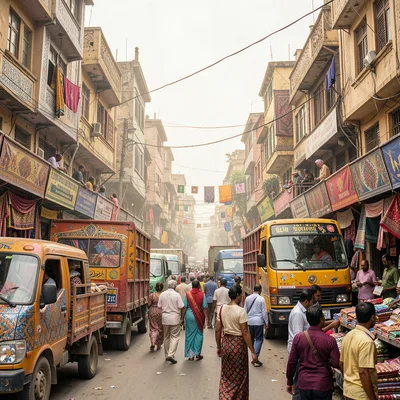 Elaborate decoration surviving dusty Lahore streets, Anarkali Bazaar bustle, sho