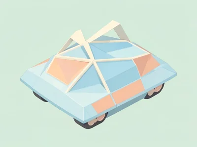 Skirted sky-blue lowpoly hovercraft with peach panels and triangulated cream pro