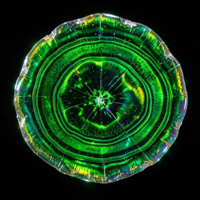 Malachite cross-section with concentric green bands, botryoidal surface, polishe