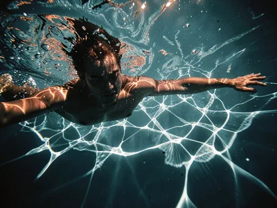 Caustic moving across swimmer