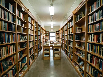 Bookstore aisle centered