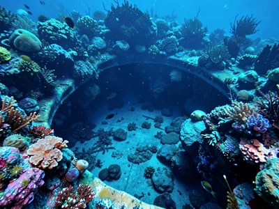 Cool deep pool showing blue tones