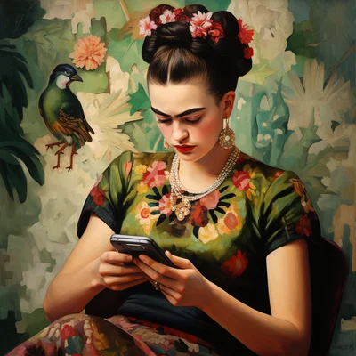 Frida khalo painting of an iphone