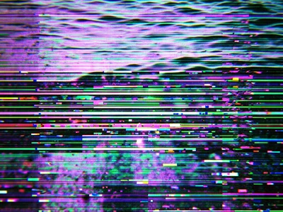 Underwater scene with horizontal line offset, each scan line displaced increment