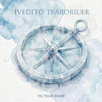 IG teaser tile of a frosted compass spinning wildly, needle blurred, palette of 