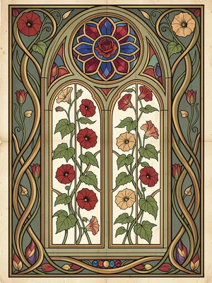 Botanical Stained Glass Window