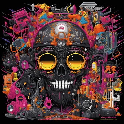 Highly detailed t-shirt black art. Reality-folding Fa