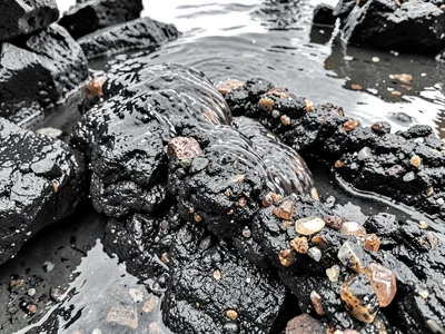 Lava delta texture showing water interaction