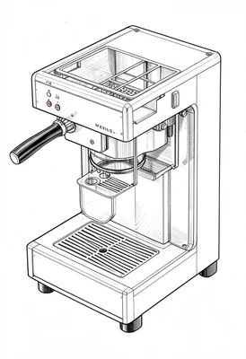 Coffee machine cutaway technical