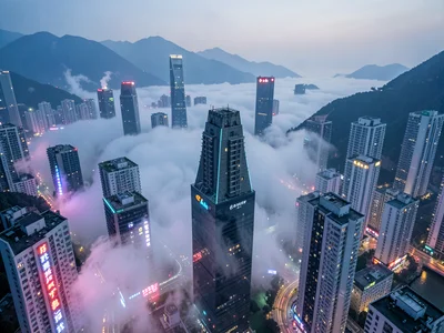 Morning fog in Jiefangbei
