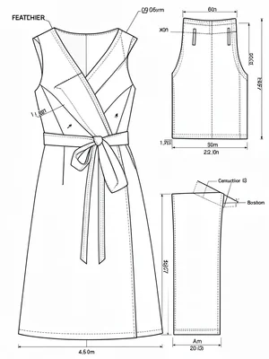 Wrap dress flat tie darts