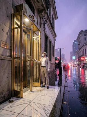 Art Deco elevator with operator