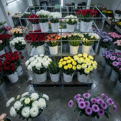 Overhead Grid Four Variety Color Buckets
