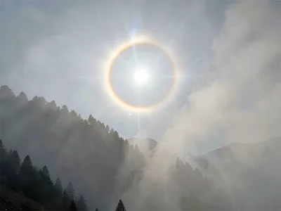 Sun corona through thin fog