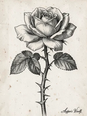 Victorian botanical rose study