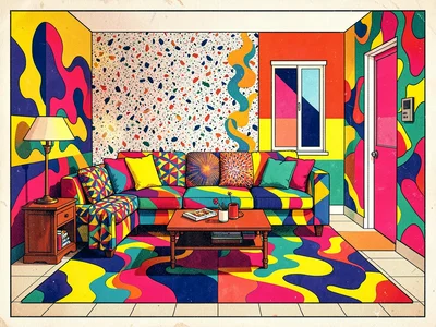 Memphis eighties maximalist interior