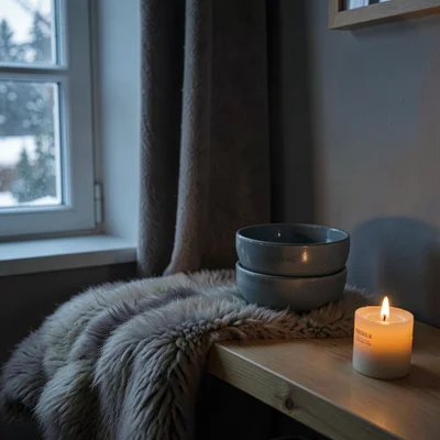 Ceramic Bowls on Pine Shelf