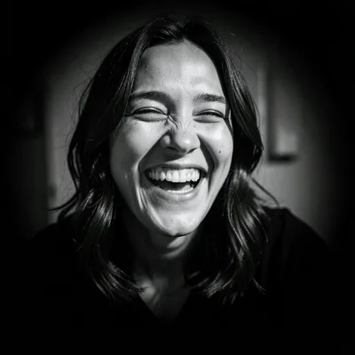 Portrait of best friend, vignette turning edges to darkness and focusing all lig