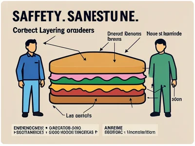 A cross-section diagram showing the correct layering order for a sandwich with l