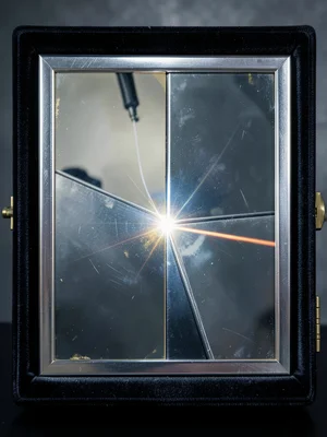 A CNC plasma cutter mid-cut through a sheet of steel, the arc creating a bright 