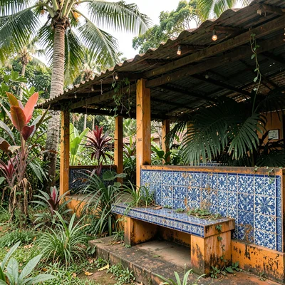 Portuguese colonial tropicália in Maputo, Mozambique, Jardim Tunduru botanical g