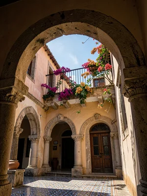 Upward View to Bougainvillea Balcony