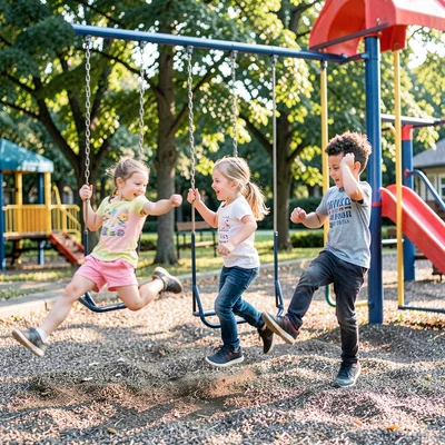 Children spinning on playground