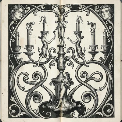 Elaborate candelabra with human forms