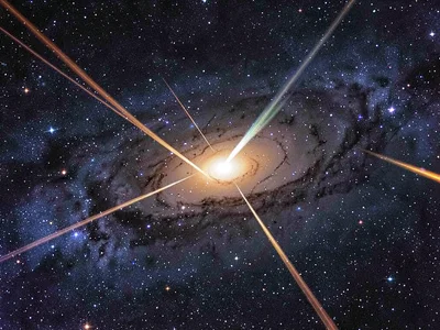 Galaxy with active nucleus creating jets
