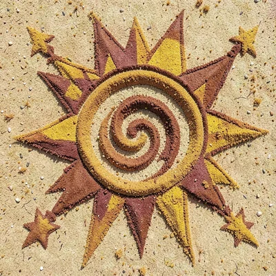 Spiral sun with four directions
