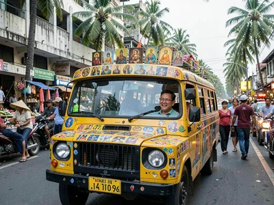 Jeepney dashboard religious icon collection