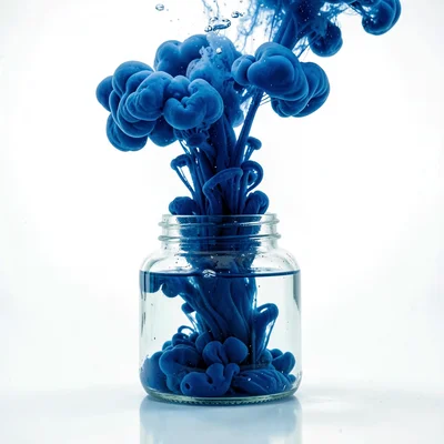 Deep oceanic blue saturation, light filtering through density, Blue ink dispersi