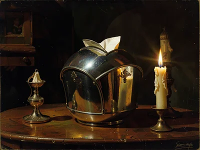 Napkin dispenser in pool of dramatic light, chrome catching highlights like armo