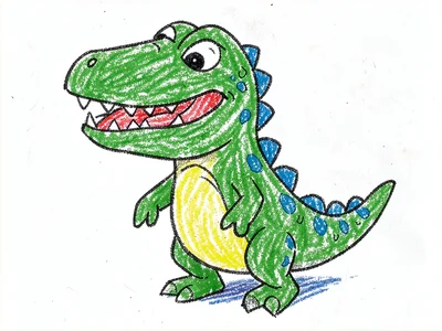 Green dinosaur with big teeth