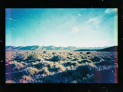 Landscape with blue shadows cyan skies