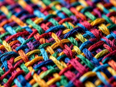 Woven pencil case from colorful threads, handmade textile craft project
