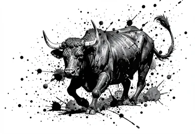 Charging bull splatter