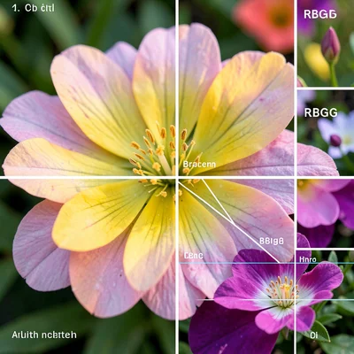 Flower macro with color channel separation, beauty broken into RGB components, n