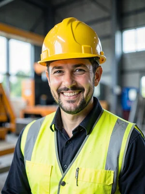Worker with hard hat